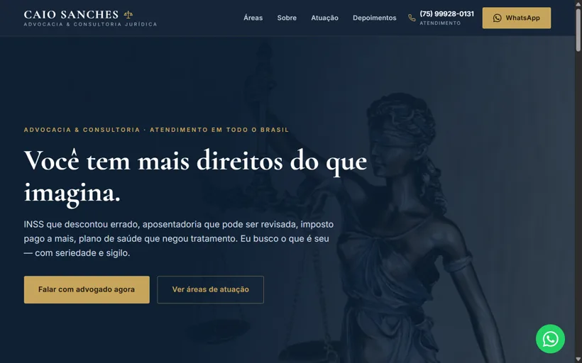 Site do advogado Caio Sanches